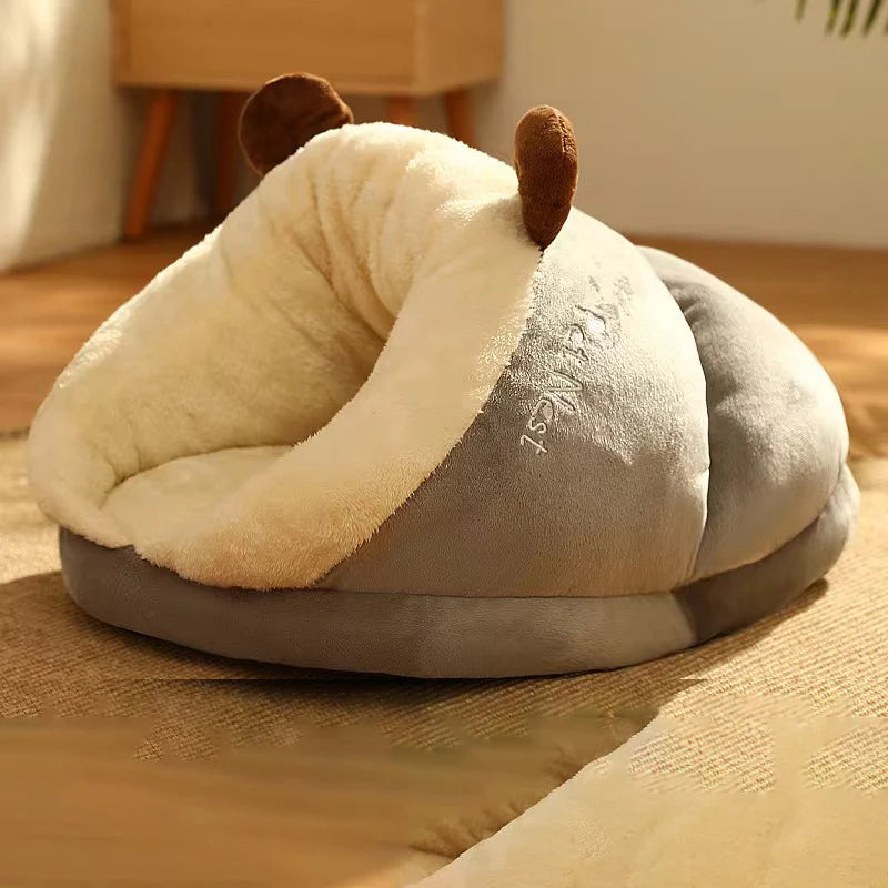 Cozy Pet Cave Bed: Ultra-Soft & Warm for Happy Snuggles!