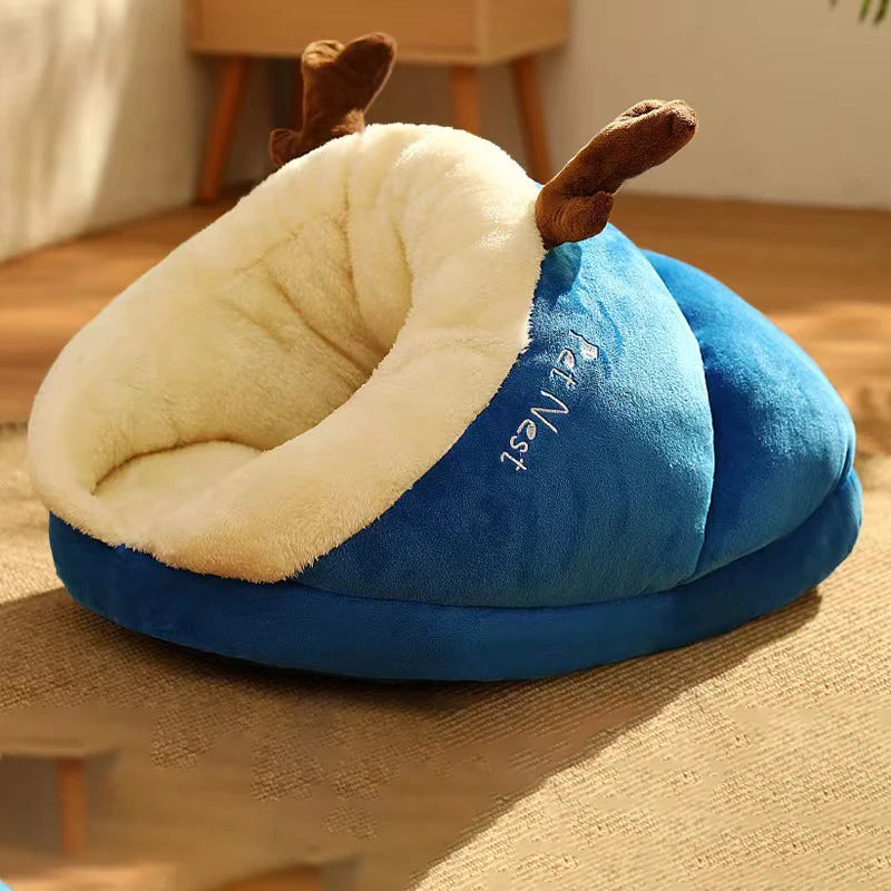 Cozy Pet Cave Bed: Ultra-Soft & Warm for Happy Snuggles!