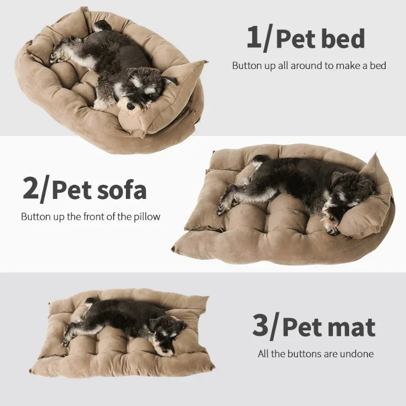 3-in-1 Pet Bed: Sofa, Mat & Kennel!