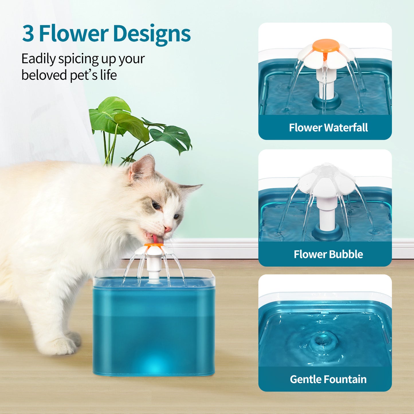 Stylish Automatic Cat Water Fountain - Fresh Flowing Water with LED Light