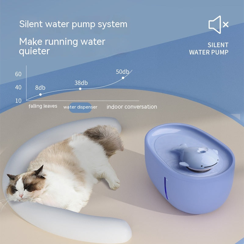 Dancing Whale Automatic Pet Water Dispenser - 2000ML Capacity, Silent Pump, Anti-Skid Base