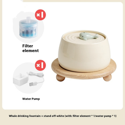 Elegant Ceramic Automatic Water Dispenser for Cats - Whisper-Quiet, Advanced Filtration, and Customizable Flow