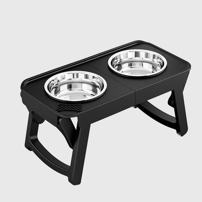 Folding Bowl For Eating High Feet For Pets Bowl With Non-slip Support  Stainless Steel For Drinking Water For Dogs