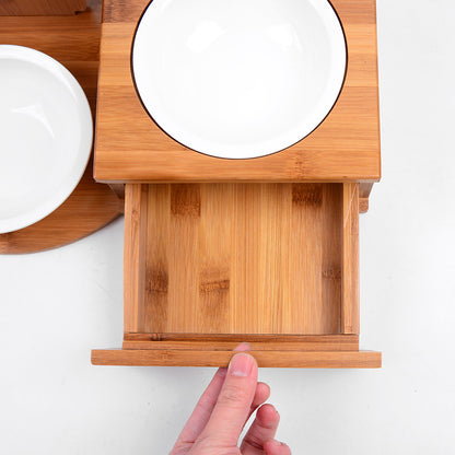 Stylish Cat Dining Table with Storage Drawer - Solid Wood