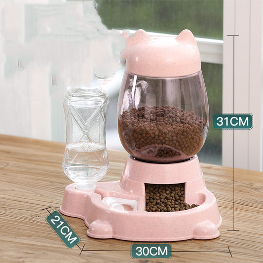 Automatic Cat Feeder & Water Dispenser - Stylish Cat-Shaped Design, 2.2L