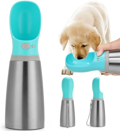 Portable Dog Water Bottle 700ml - Stainless Steel Leak-Proof Dispenser for Travel and Outdoor Adventures