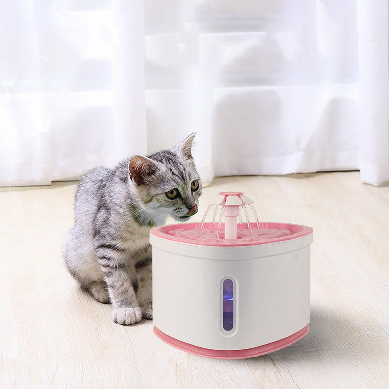 Automatic Heart-Shaped Pet Water Fountain with LED Light - 2L Capacity, Silent Operation & Adjustable Flow