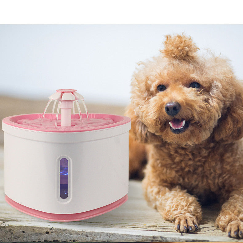 Automatic Heart-Shaped Pet Water Fountain with LED Light - 2L Capacity, Silent Operation & Adjustable Flow