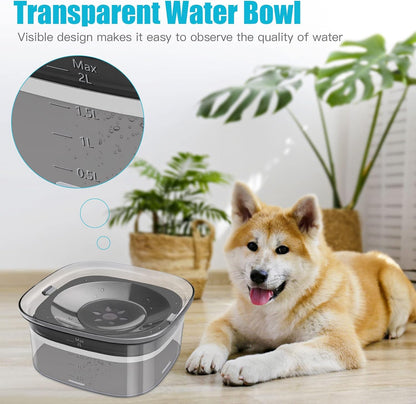 No Spill Dog Water Bowl - 2L Large Capacity Slow Feeder for Messy Drinkers