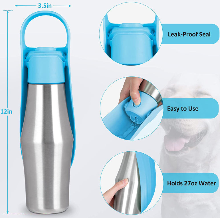 Portable Leak-Proof Dog Water Bottle - 750ml Eco-Friendly Travel Dispenser with One-Hand Operation