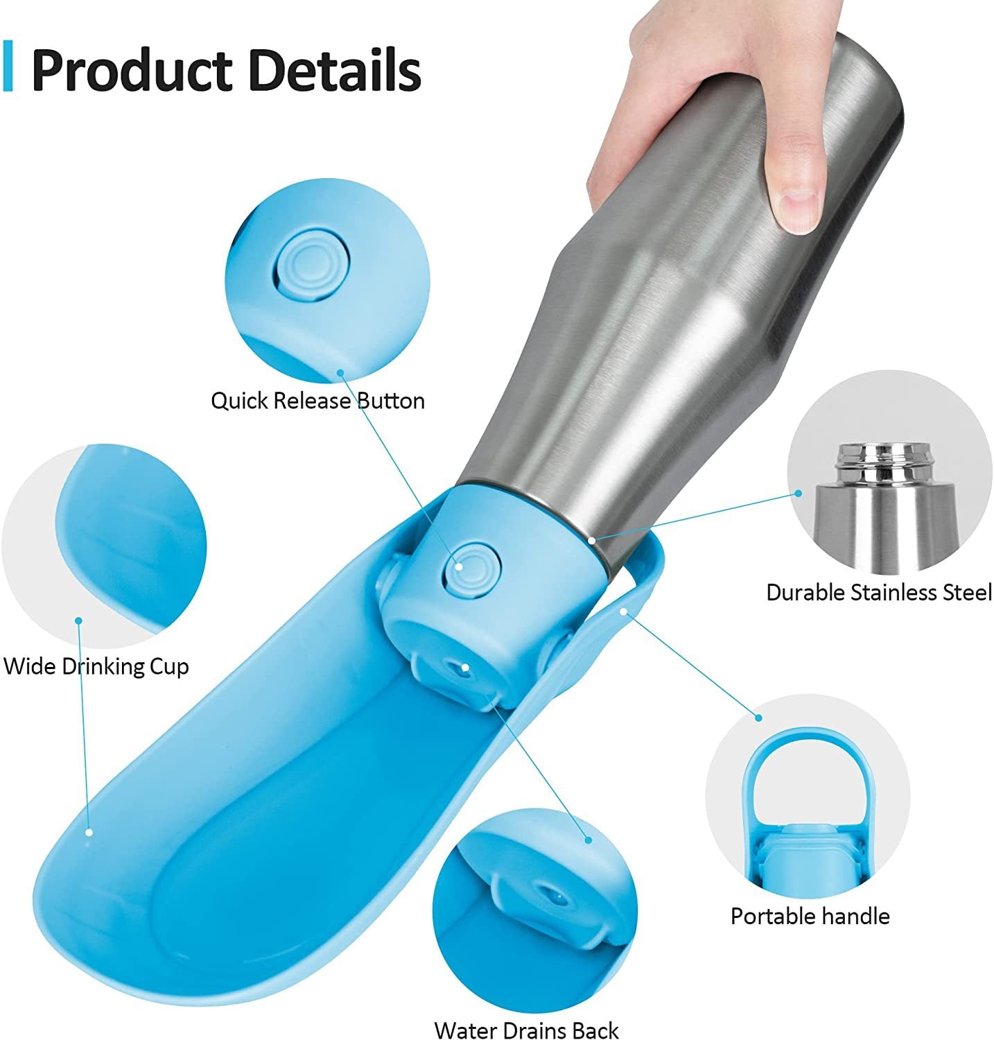 Portable Leak-Proof Dog Water Bottle - 750ml Eco-Friendly Travel Dispenser with One-Hand Operation