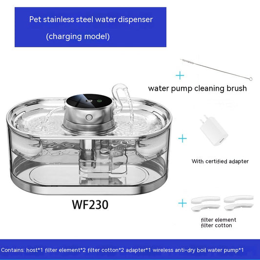 Pet Smart Wireless Water Dispenser - Rechargeable, Stylish, and Advanced Filtration for Healthy Hydration