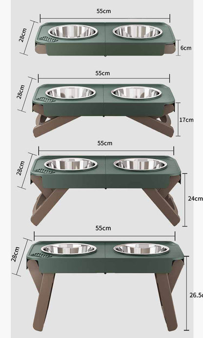 Folding Bowl For Eating High Feet For Pets Bowl With Non-slip Support  Stainless Steel For Drinking Water For Dogs