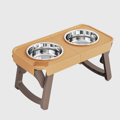 Folding Bowl For Eating High Feet For Pets Bowl With Non-slip Support  Stainless Steel For Drinking Water For Dogs