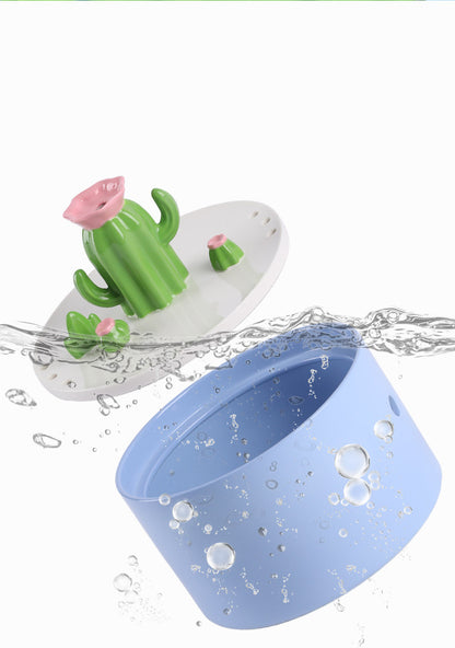 Charming Cactus Ceramic Pet Water Fountain - Silent, Automatic, and Easy to Clean