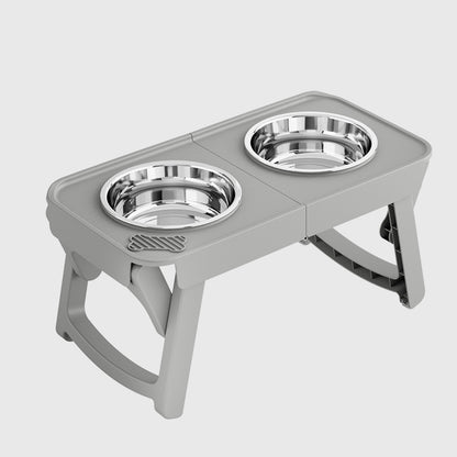 Folding Bowl For Eating High Feet For Pets Bowl With Non-slip Support  Stainless Steel For Drinking Water For Dogs