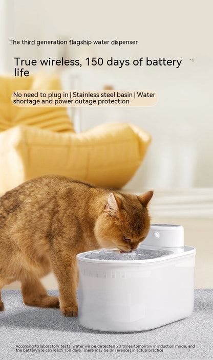 Smart Wireless Cat Water Fountain - Stainless Steel, Self-Cleaning, Advanced Filtration