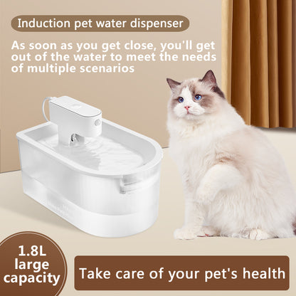 Interactive Pearl White Pet Water Fountain with Automatic Hydration Modes