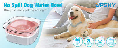 No Spill Dog Water Bowl - 2L Large Capacity Slow Feeder for Messy Drinkers