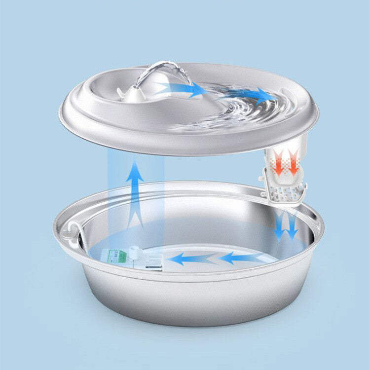 Stylish Stainless Steel Pet Water Fountain with Flow Circulation and Filtration