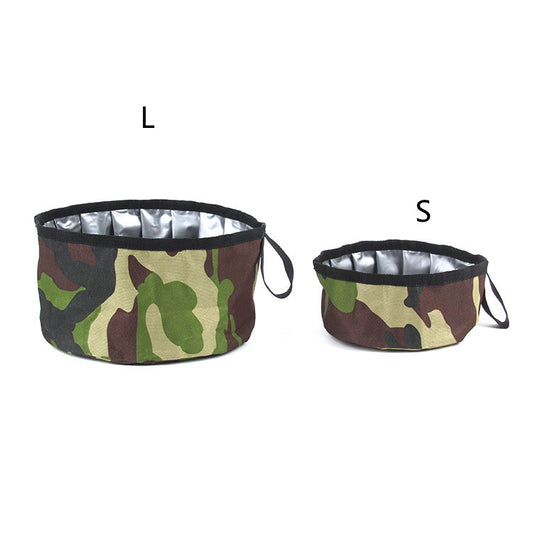 Portable Oxford Cloth Dog Food Bowl - Collapsible, Insulated, and Easy to Clean for Outdoor Adventures