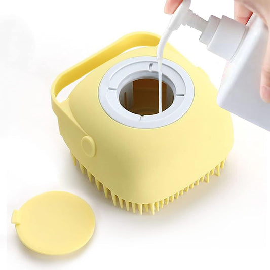 Innovative Dog Grooming Brush with Soap Dispenser - Soft Silicone Bristles for All Coat Types