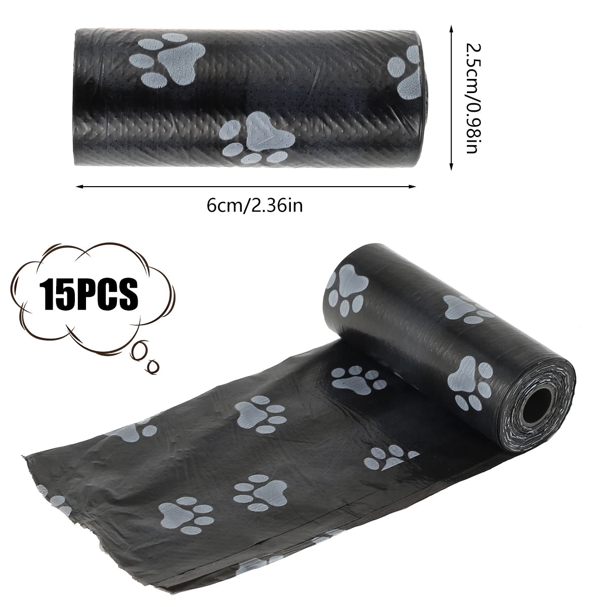 30 Rolls of Biodegradable Dog Poop Bags - Paw Print Design