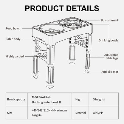 Adjustable Elevated Pet Feeder: 3-in-1 Design for Happy Eating