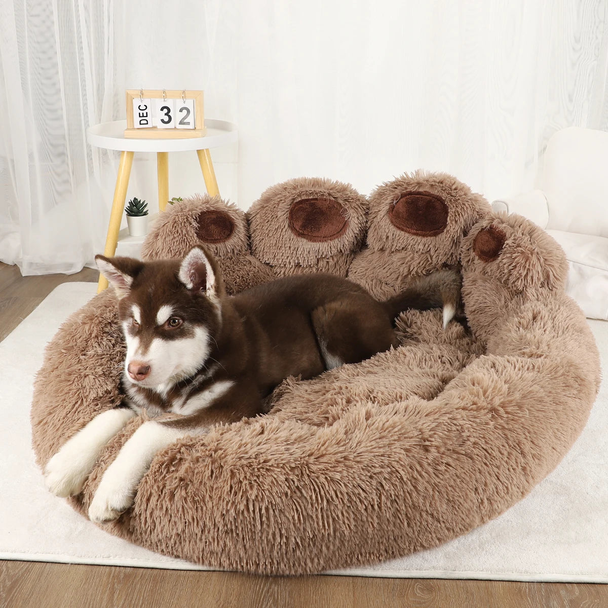 Ultra-Soft Paw Print Dog Bed: Your Pet's Cozy Haven!