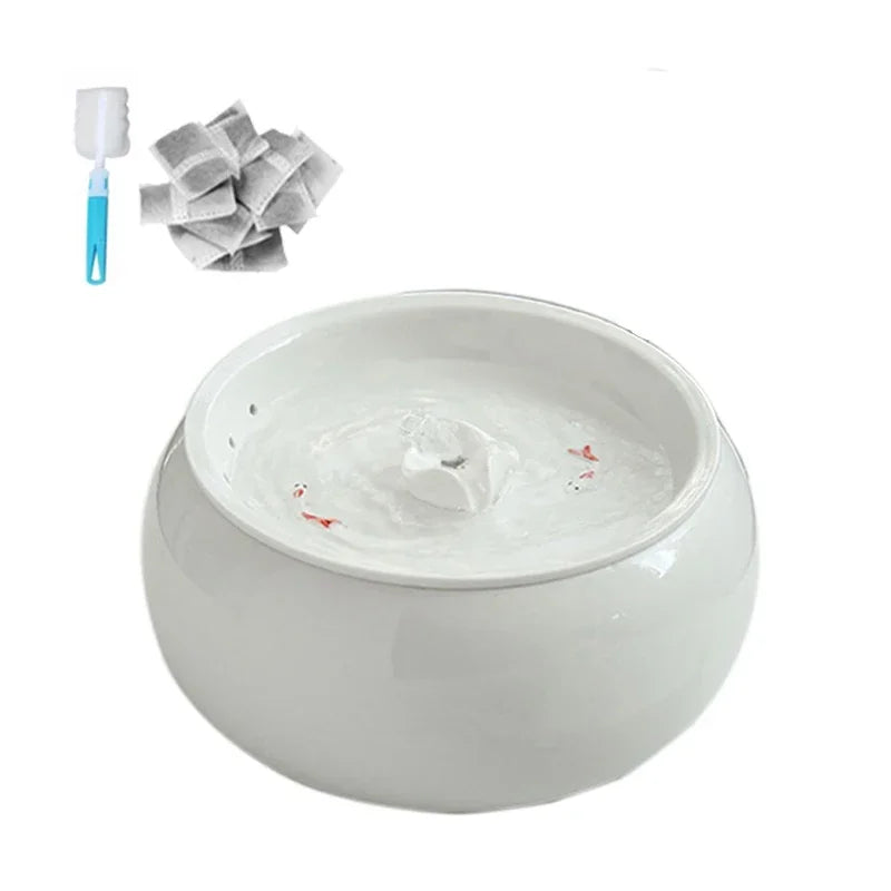 Blue-White Ceramic Pet Water Fountain, Quiet Pump & Smart Sensor - Aussie Cats' Hydration Oasis!