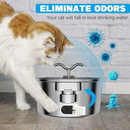 Cat Stainless Steel Pet Fountain: Hydration Happiness