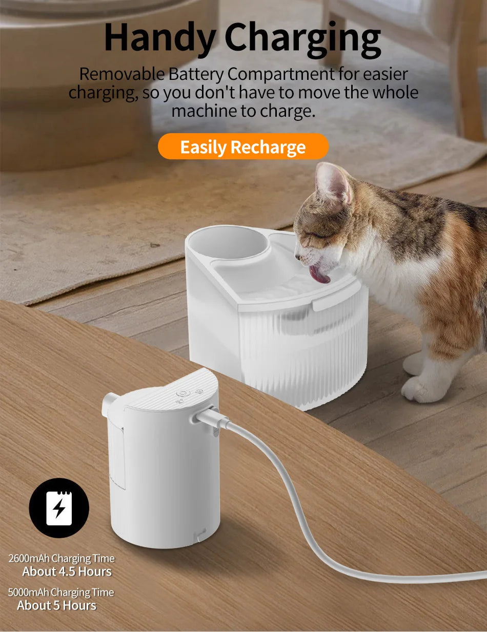 ROJECO 2.2L Wireless Pet Water Fountain: Happy Hydration for your Furry Friend