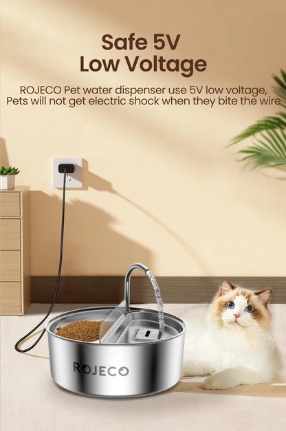 ROJECO 2-in-1 Pet Water Fountain: Happy Hydration & Easy Feeding