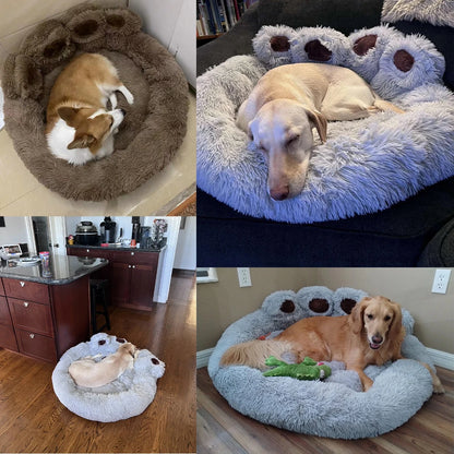 Ultra-Soft Paw Print Dog Bed: Your Pet's Cozy Haven!