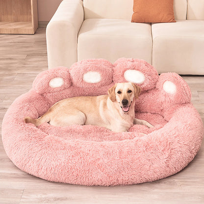 Ultra-Soft Paw Print Dog Bed: Your Pet's Cozy Haven!