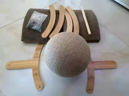 Wooden Cat Scratcher with Sisal Ball: Happy Cats, Happy Home!