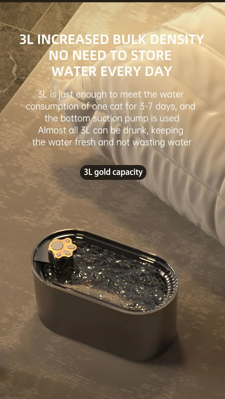 3L Automatic Pet Water Fountain: Quiet & Filtered Hydration