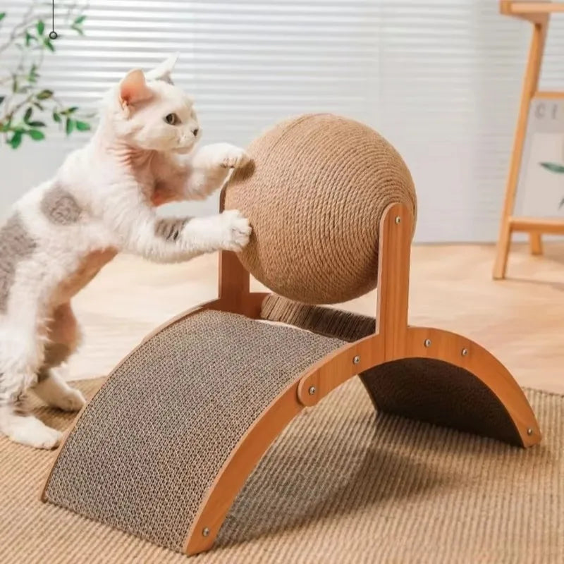 Wooden Cat Scratcher with Sisal Ball: Happy Cats, Happy Home!