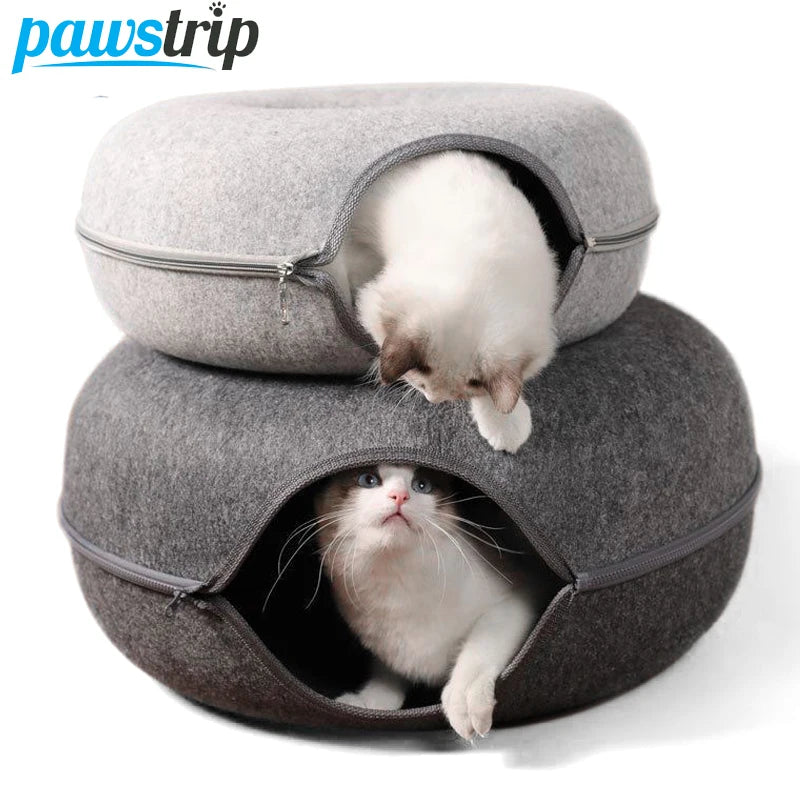 Cozy Donut Cat Bed: Your Cat's New Favorite Spot!