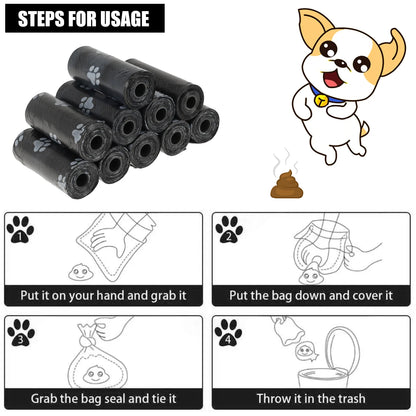 30 Rolls of Biodegradable Dog Poop Bags - Paw Print Design