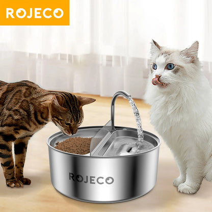 ROJECO 2-in-1 Pet Water Fountain: Happy Hydration & Easy Feeding