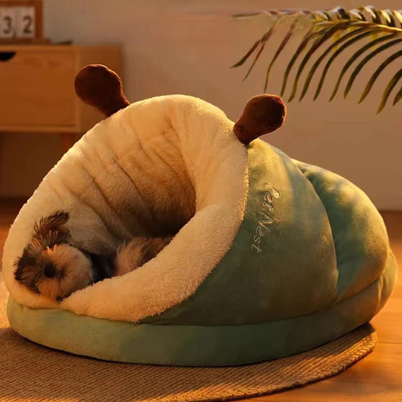 Cozy Pet Cave Bed:  Ultra-Soft & Warm for Happy Snuggles!