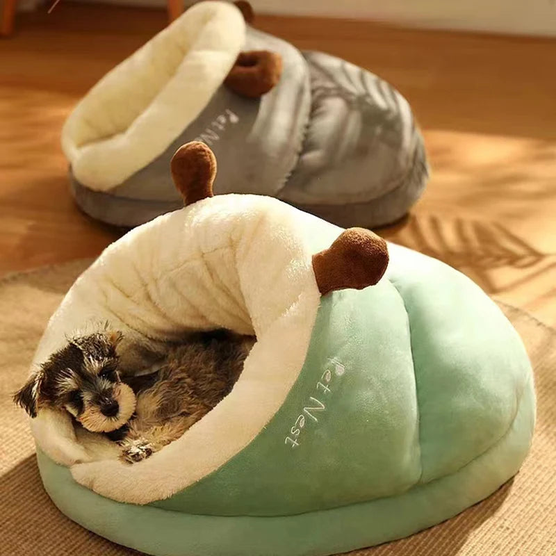 Cozy Pet Cave Bed:  Ultra-Soft & Warm for Happy Snuggles!