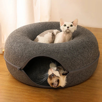 Cozy Donut Cat Bed: Your Cat's New Favorite Spot!