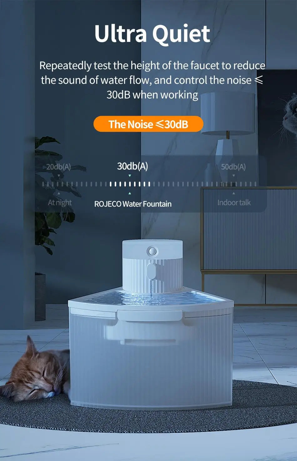 ROJECO 2.2L Wireless Pet Water Fountain: Happy Hydration for your Furry Friend