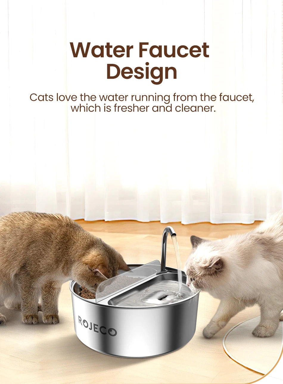 ROJECO 2-in-1 Pet Water Fountain: Happy Hydration & Easy Feeding