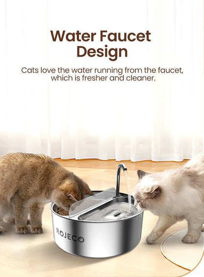 ROJECO 2-in-1 Pet Water Fountain: Happy Hydration & Easy Feeding