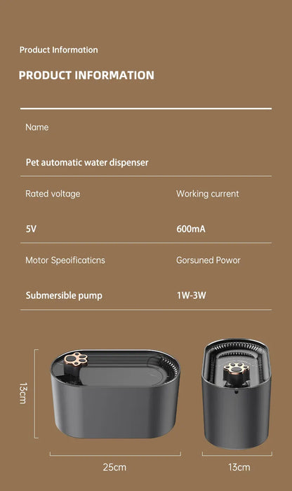 3L Automatic Pet Water Fountain: Quiet & Filtered Hydration