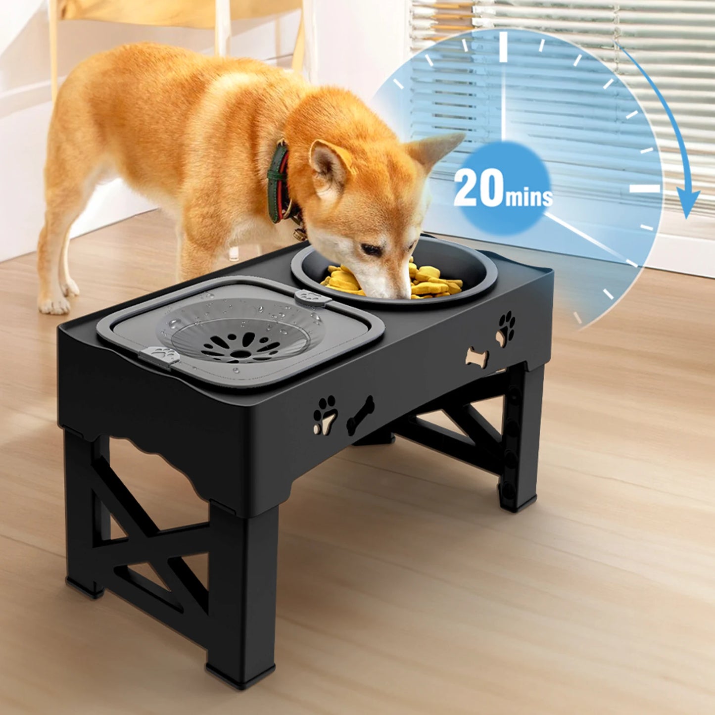 Adjustable Elevated Pet Feeder: 3-in-1 Design for Happy Eating