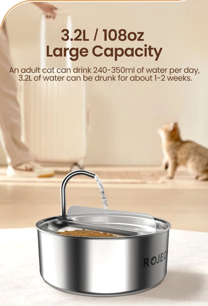 ROJECO 2-in-1 Pet Water Fountain: Happy Hydration & Easy Feeding